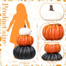 VCUTEKA 23 INCH LARGE STACKED FAUX PUMPKINS, 3-TIER FALL HALLOWEEN DECORATION - Like New