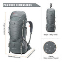 MOUNTAINTOP 70L/75L Internal Frame Hiking Backpack B01DIRRDXI - Gray - Brand New