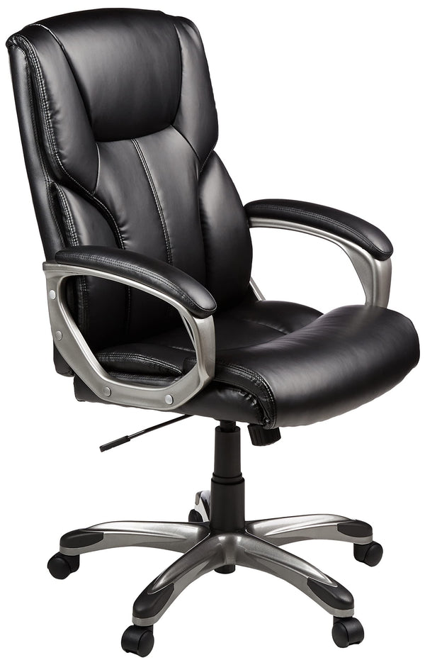 AMAZON BASICS EXECUTIVE HIGH BACK OFFICE DESK CHAIR GF-80293H - BLACK/SILVER - Like New