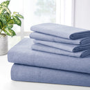 BIBB HOME RAYON FROM BAMBOO 2000 COUNT 6 PIECE CHAMBRAY SHEET SET, FULL - BLUE - Like New