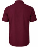 JAMES TAILOR SHORT SLEEP BUTTON UP DRESS SHIRT - SIZE: MEN XL - BURGUNDY - Brand New