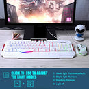 PC Gaming Keyboard Mouse LED Rainbow Backlit USB Gaming Keyboard Rest - White - Like New
