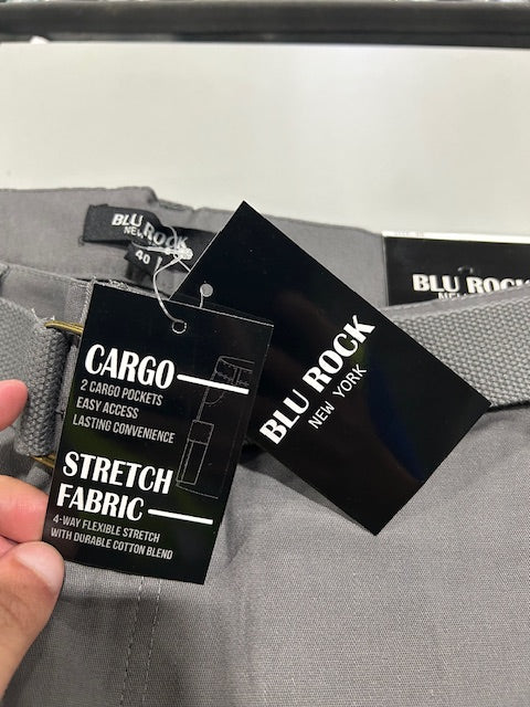 BLU ROCK NEW YORK CARGO SHORTS - SIZE: MEN 40 - GRAY - Brand New