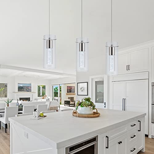 LEADTEK 3 Pack Pendant Lights Kitchen Island Light Brushed Nickel - Like New
