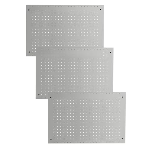 TRUE & TIDY 3-PC PEGBOARD PANELS, PG-2416-3PC, MADE WITH HEAVY DUTY STEEL - GREY - Like New