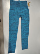 SHOSHO WOMEN'S LEGGINGS HIGH WAISTED CROP ACTIVEWEAR - WOMEN L/XL - BLUE HEATHER - Like New
