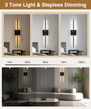 BATTERY OPERATED WALL SCONCE DIMMABLE REMOTE LED WALL LIGHT SET OF 2 - BLACK - Like New