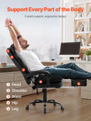 VEVOR EXECUTIVE OFFICE CHAIR HIGH BACK CHAIR WITH FOOTREST LUMBAR PILLOW - BLACK - Like New
