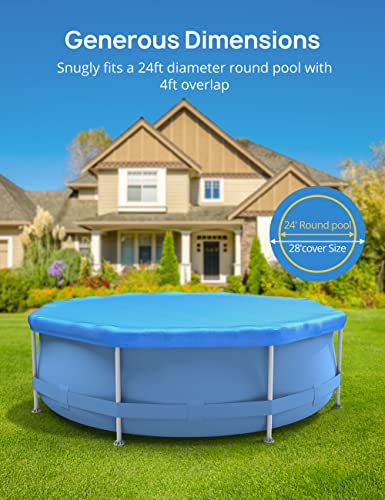 EVAJOY 28FT ROUND POOL COVER WINTER POOL COVER FOR 24FT ABOVE GROUND - BLUE - Like New