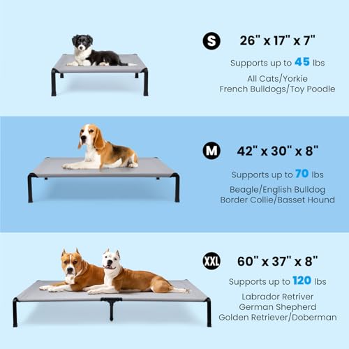 HEEYOO Elevated Dog Bed Cooling Raised Pet Cot Chew Proof Mesh Fabric - GRAY - Like New
