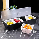 KNC Food & Condiment Dispenser Caddy, 4 Compartment Garnish, Caddy, B0B9KQDKMX - Brand New