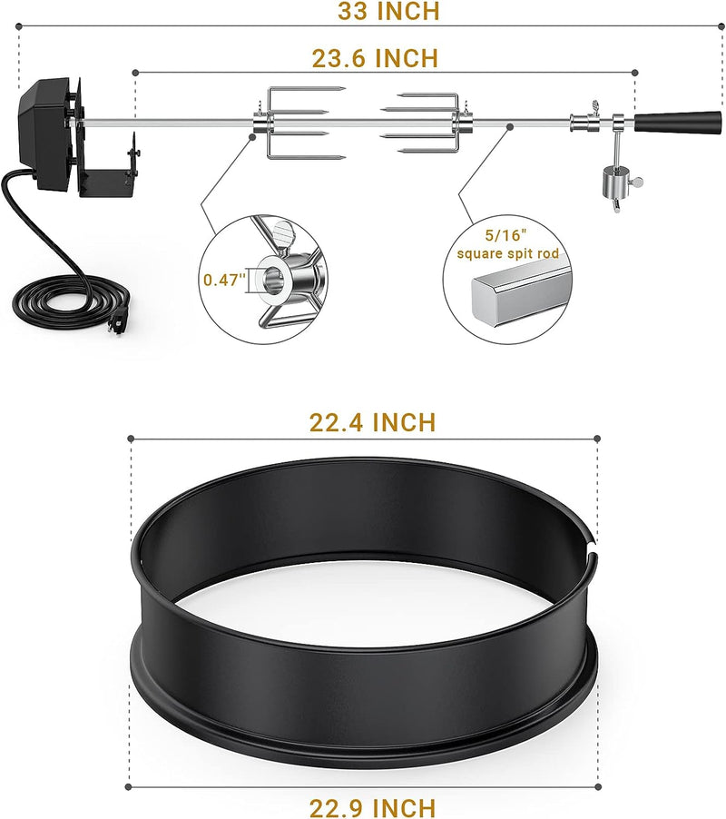 Onlyfire 6025 Rotisserie Ring Kit - Black Like New