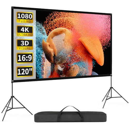 Visulaplex Projector Screen, 120", 16:9, 4K, Portable, NB-HP008 - White - Like New