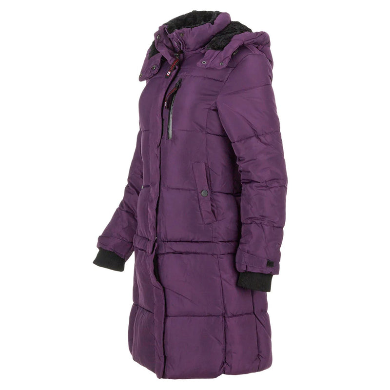 CANADA WEATHER GEAR WOMEN'S LONG PUFFER, BLACKBERRY WINE, MEDIUM - Like New