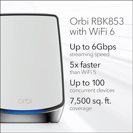 NETGEAR Orbi Tri-band Mesh Wi-Fi 6 Router AX6000 RNK853-100NAS 3 PACK - WHITE Like New
