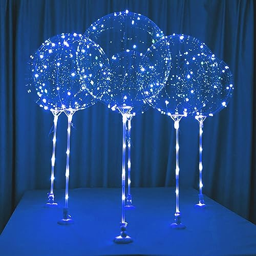 LIGHTSFEVER 6PC LED LIGHT UP BALLOON WITH STICKS BATTERYS DIY KIT - BLUE - Like New