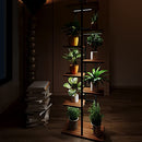 VANYICHOO Metal Plant Stand with Grow Lights for Indoor Outdoor (Retro Wood,8T) - Brand New