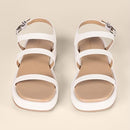 AEWM84666S25 Amazon Essentials Women's Strappy Flatform Sandals, Off-White, 6 - Like New