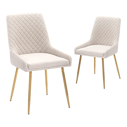 CANGLONG MID-CENTURY VELVET UPHOLSTERED METAL LEGS FOR KITCHEN, SET OF 2 - BEIGE - Like New