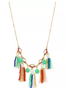REBECCA MINKOFF TASSELED GOLD STATEMENT NECKLACE - 12 - Brand New