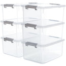 CITYLIFE 6 Packs 17 QT Plastic Storage Bins Lids Large Stackable Storage - Clear - Brand New