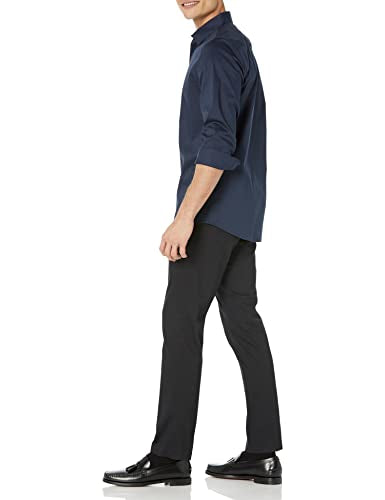 AMAZON ESSENTIALS MEN'S SLIM FIT LONG SLEEVE DRESS SHIRT - SIZE: MEN L - NAVY - Brand New