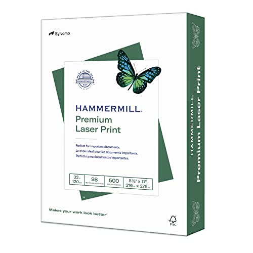 HAMMERMILL PRINTER PAPER PREMIUM LASER PRINT 32 LB 8.5 X 11 104646R - 1 REAM - Brand New