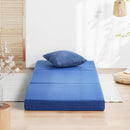 OLEESLEEP TRI-FOLDING MEMORY FOAM TOPPER 4 INCH GEL FOLDING CAMPING - BLUE - Like New