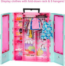 Barbie Closet Playset with 3 Outfits, 3 Pairs of Shoes, 2 Purses, 3-8 MULTICOLOR - Like New