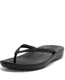FITFLOP WOMENS IQUSHION RUBBER FLIP-FLOPS WITH CONTOURED FOOTBED SIZE 10 BLACK - Like New