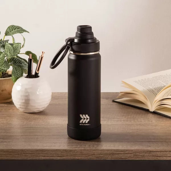 ALL IN MOTION 24OZ VACUUM INSULATED STAINLESS STEEL WATER BOTTLE - BLACK - Like New