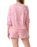 SPLENDID WOMENS 2PC CREWNECK SHORTY - CIRCLE TIE DYE BLEACHED MAUVE - M - Brand New
