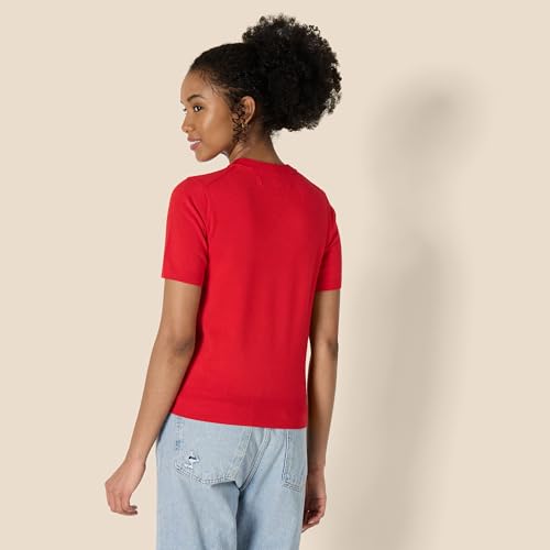 AMAZON ESSENTIALS WOMEN'S REGULAR-FIT SHORT SLEEVE PULLOVER - SIZE M - RED - Brand New