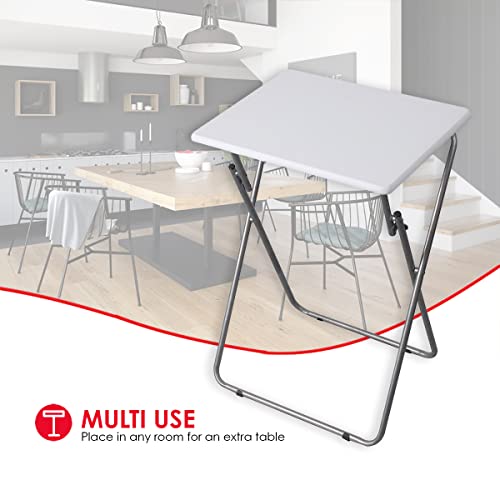 HOME BASICS MULTI-PURPOSE TV TRAY, (SINGLE PACK) TRAYS FOR EATING - WHITE - Like New