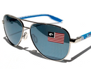 COSTA Del Mar PELI FREEDOM SERIES - 06S4002 - Grey Mirror 580P/Shiny Silver - Like New