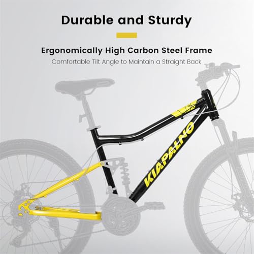 KIAPALNO A26336-26 INCH STEEL FRAME SHOCK FORK 21-SPEED UNISEX MOUNTA - YELLOW - Like New