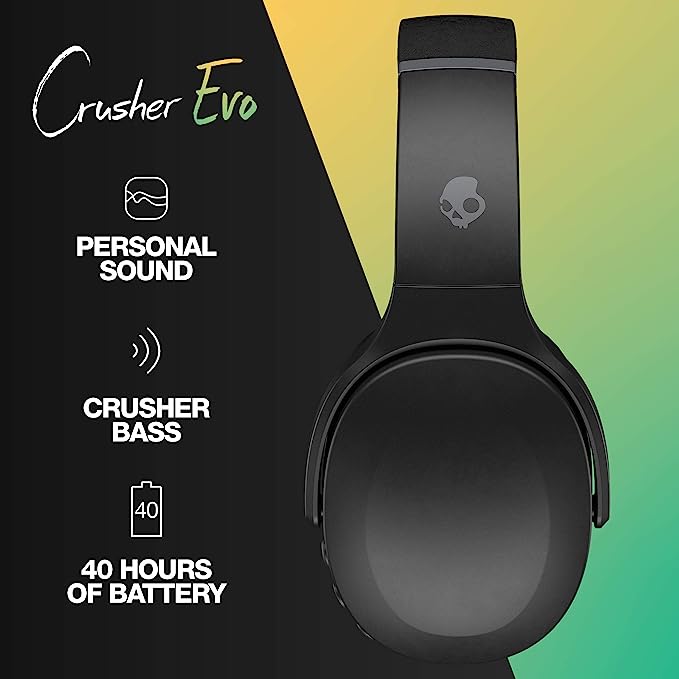 Skullcandy Crusher Evo Over-Ear Wireless Headphones - Black - Like New