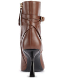 KARL LAGERFELD PARIS WOMEN'S KARLY STILETTO HEELED BOOTIES - SIZE: 6 - COGNAC - Like New