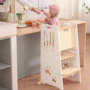 TODDLER TOWER,HEIGHT-ADJUSTABLE STEP STOOL SLIDING SAFETY DOOR - WHITE & NATURAL - Like New