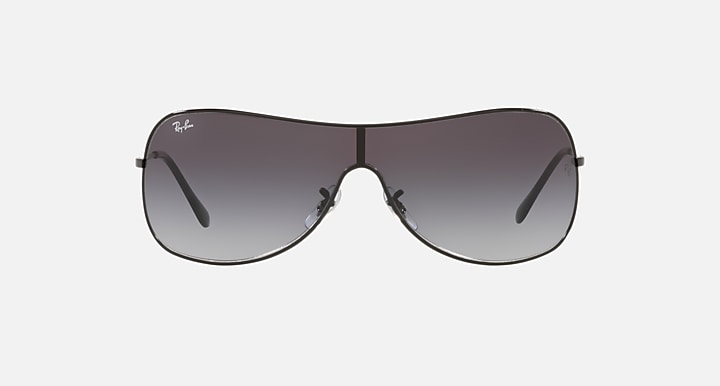 RAY BAN RB3211 FRAME POLISHED BLACK LENSES LIGHT GREY GRADIENT DARK BLUE 38MM - Like New
