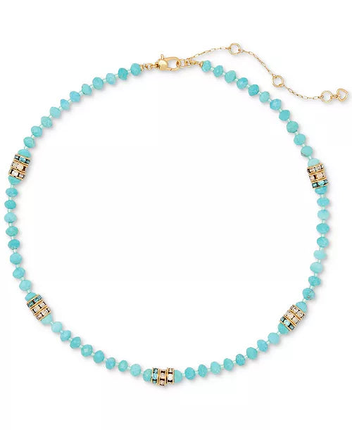 KATE SPADE GOLD-TONE CRYSTAL & BEAD COLLAR NECKLACE - TURQUOISE - Brand New