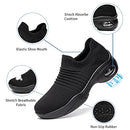Women's Walking Shoes Sock Sneakers Mesh Slip On Nurse Shoes All Black Size 9.5 - Brand New