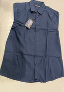 JAMES TAILOR SHORT SLEEVE DRESS SHIRT - SIZE: MEN L - NAVY - Brand New