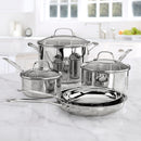 CUISINART 77-8OT Stainless 8 Piece Cookware Set with Glass Lids Like New