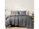 BIBB HOME 2000 THREAD COUNT TUFTED CLIPPED 3-PIECE DUVET COVER FULL/QUEEN - GRAY - Like New