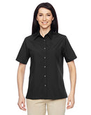 M545W Harriton Ladies Advantage Snap Closure Short-Sleeve Shirt Black L - Like New