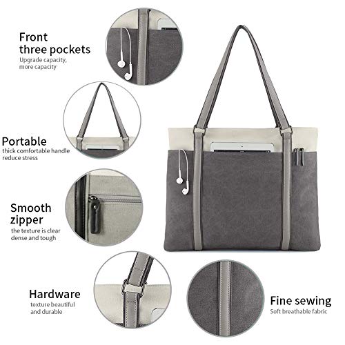 BAG WIZARD WOMEN'S WORK BAG WITH LAPTOP COMPARTMENT ZIPPER - DARK GRAY - Like New