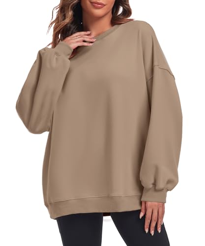 FK008 KEEPOVERSIZED PULLOVER SWEATSHIRT CASUAL LONG SLEEVE KHAKI - SIZE L - Like New