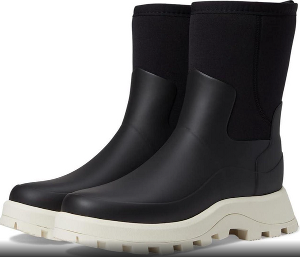 HUNTER WOMENS CITY EXPLORER SHORT NEOPRENE BOOTS SIZE: MEN 6 - BLACK/SHADEWHITE - Like New