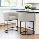 LUE BONA 27" H COUNTER HEIGHT BAR STOOLS SET OF 2, MODERN BARREL COUNTER STOOLS - Like New